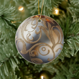 Zilveren en gouden kerstversiering keramisch ornament
