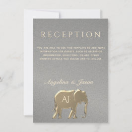 Zilveren en Gouden Olifant Huwelijksreceptiekaart