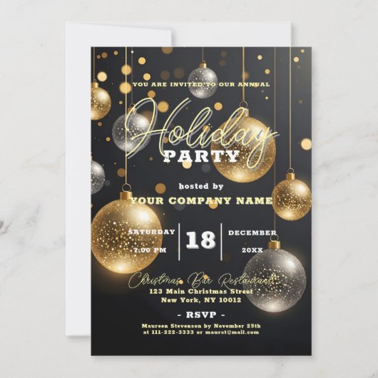 Zilveren en gouden Ornamenten kerstfeest Kaart (Voorkant)