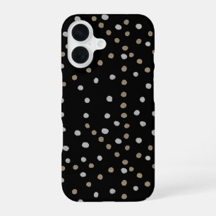 Zilveren en gouden polka stippen iPhone 16 hoesje