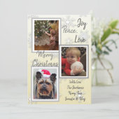 Zilveren en gouden sneeuwvlokken Familie Foto's Ke Kaart (Staand voorkant)