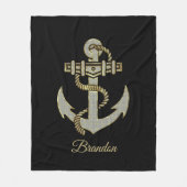 Zilveren en gouden toon nautische boot anker fleece deken (Voorkant)