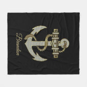 Zilveren en gouden toon nautische boot anker fleece deken (Voorkant (Horizontaal))