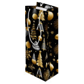 Zilveren en gouden vakantie Ornamenten Wijn Cadeautas (Achterkant Gekanteld)