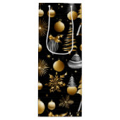 Zilveren en gouden vakantie Ornamenten Wijn Cadeautas (Voorkant)