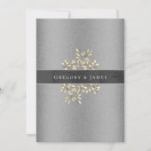 Zilveren en Grijs Botanisch Satijnen Lint Gay Wedd Kaart (Voorkant)