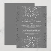 Zilveren en Grijze Baby's Breath Bruiloft Uitnodig Kaart (Voorkant / Achterkant)