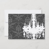 Zilveren en grijze handelaars Damask Wedding RSVP (Achterkant)