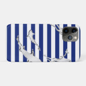 Zilveren en haaien Silhouettes op Nautical Stripes Case-Mate iPhone Case (Achterkant (horizontaal))