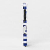 Zilveren en haaien Silhouettes op Nautical Stripes Case-Mate iPhone Case (Achterkant/links)