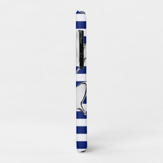 Zilveren en haaien Silhouettes op Nautical Stripes Case-Mate iPhone Case (Achterkant/links)