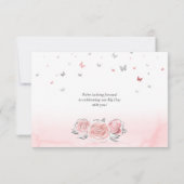 Zilveren en lichtroze rozen Elegant Save The Date (Achterkant)