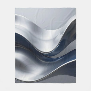 Zilveren En Marine Vloeibare Golven Abstract Moder Fleece Deken