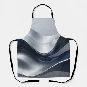 Zilveren En Marine Vloeiende Golven Abstract Moder Schort