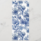 Zilveren en marineblauwe platte trouwmenu menu (Achterkant)