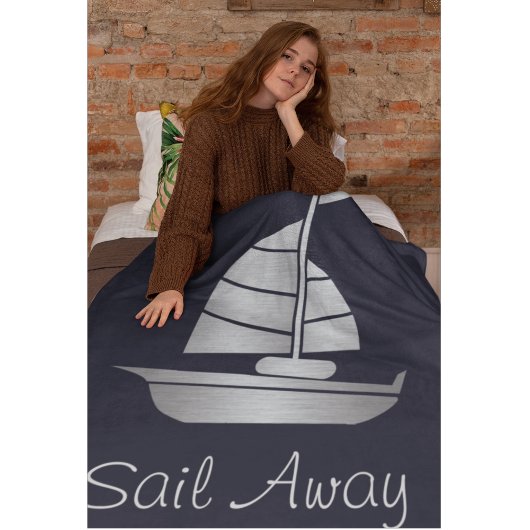 Zilveren en Navy Sail Away Fleece Zeilboot Deken