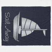 Zilveren en Navy Sail Away Fleece Zeilboot Deken (Voorkant (Horizontaal))