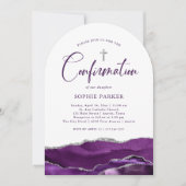 Zilveren en Paarse agaat en kruis | Confirmation!R Kaart (Voorkant)