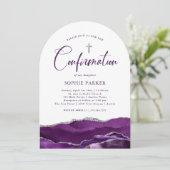 Zilveren en Paarse agaat en kruis | Confirmation!R Kaart (Staand voorkant)