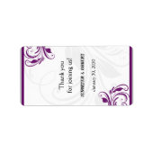 Zilveren en Paarse Bloemen Bruiloft Lip Balm Label (Voorkant)