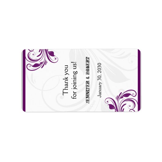 Zilveren en Paarse Bloemen Bruiloft Lip Balm Label (Voorkant)