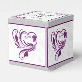 Zilveren en Paarse Bloemen Scroll Bruiloft Favor B Bedankdoosjes
