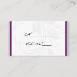 Zilveren en Paarse Bloemenhart Trouwplaats Kaarten Plaatskaartje