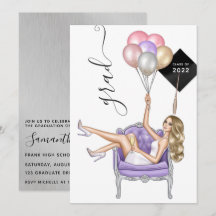 Zilveren en paarse blonde ballonnenmeisjes afstude