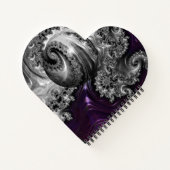 Zilveren en Paarse Fractal Vortex Heart Notitieboe Notitieboek (Achterkant)