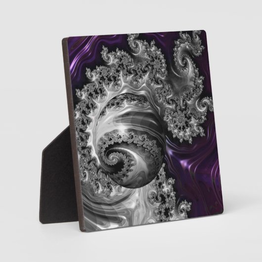 Zilveren en Paarse fractale vortex Fotoplaat (Voorkant)