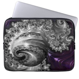 Zilveren en Paarse fractale vortex Laptop Sleeve