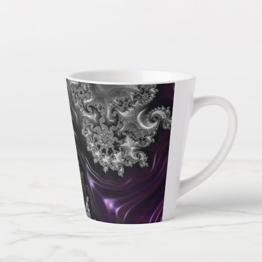 Zilveren en Paarse fractale vortex Latte Mok (Rechts)