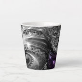 Zilveren en Paarse fractale vortex Latte Mok (Voorkant)