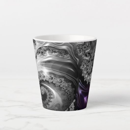 Zilveren en Paarse fractale vortex Latte Mok (Voorkant)