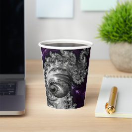 Zilveren en Paarse fractale vortex Papieren Bekers