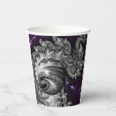 Zilveren en Paarse fractale vortex Papieren Bekers (Achterkant)