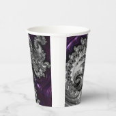 Zilveren en Paarse fractale vortex Papieren Bekers (Rechts)