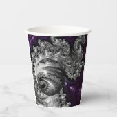 Zilveren en Paarse fractale vortex Papieren Bekers (Voorkant)