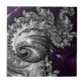 Zilveren en Paarse fractale vortex Tegeltje (Voorkant)