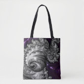 Zilveren en Paarse fractale vortex Tote Bag (Voorkant)