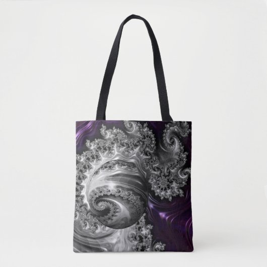 Zilveren en Paarse fractale vortex Tote Bag (Voorkant)