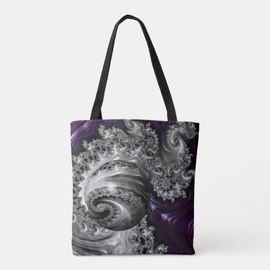 Zilveren en Paarse fractale vortex Tote Bag (Achterkant)