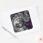 Zilveren en Paarse fractale vortex Vierkante Sticker (Envelop)