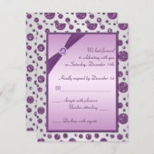 Zilveren en Paarse Glitter Polka Dots Reply Kaart (Voorkant / Achterkant)