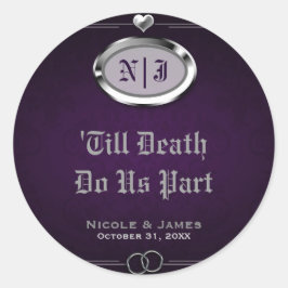 Zilveren en Paarse  Gothic Halloween Wedding Ronde Sticker