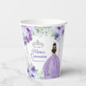 Zilveren en Paarse jurken Quinceañera Crown Birthd Papieren Bekers (Achterkant)