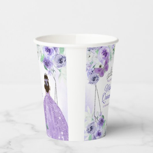 Zilveren en Paarse jurken Quinceañera Crown Birthd Papieren Bekers (Links)
