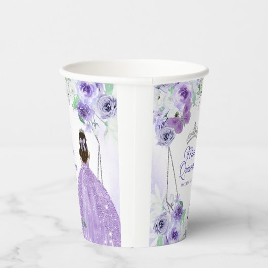 Zilveren en Paarse jurken Quinceañera Crown Birthd Papieren Bekers (Rechts)