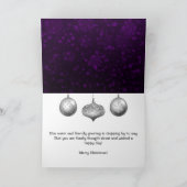 Zilveren en Paarse kerst-Baubles Feestdagen Kaart (Binnen)