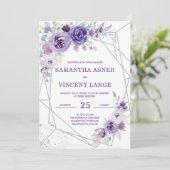 Zilveren en Paarse weddenschappen Kaart (Staand voorkant)